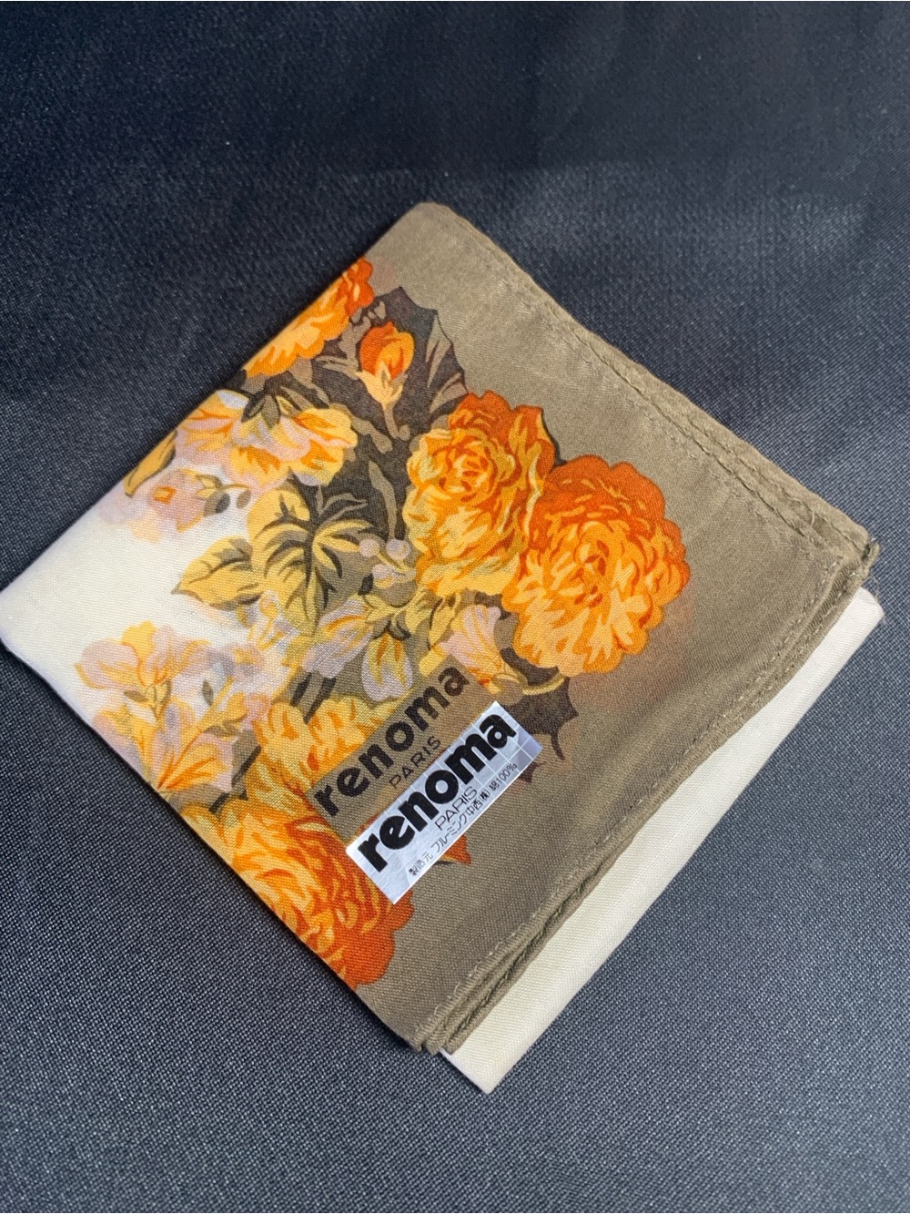 Renoma Floral Mini Scarf in Orange and Cream